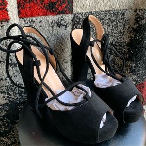 Black strap pumps